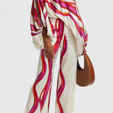 Ensemble de Deux Pièces Sybella avec Top Off-the-Shoulder et Pantalons Amples Imprimés