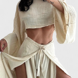 Ensemble Elsie Fluide avec Kimono et Pantalons Croisés