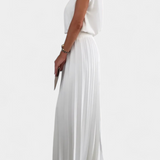 Ensemble Liora de Deux Pièces avec Top Structuré et Pantalons Plissés