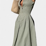 Mono sans manches à jambes larges Blanche avec plis et col rond