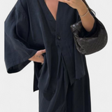 Ensemble Top à Col V Oversized Eli et Pantalons Droits