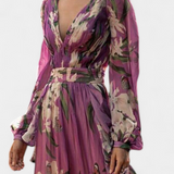 Robe Décontractée en Maille Florale Roselle avec Décolleté en V