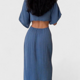 Robe Fluide Myra avec Nœud Frontal et Découpes