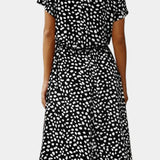 Robe Midi Rovena à Pois, Col Chemise et Taille Ajustable