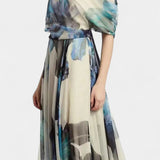 Robe Asymétrique à Une Épaule Sanaa avec Imprimé Floral Abstrait