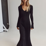 Robe en Tricot Côtelé Darla avec Ceinture