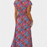 Robe Longue Ximena avec Imprimé Floral et Fente Latérale