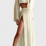 Ensemble Martha de Deux Pièces avec Jupe à Grande Découpe