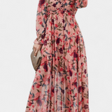 Robe Maxi Florale Keti avec Manches Longues et Délicates Volants