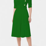 Robe Plissée Zandie avec Boutons Décoratifs