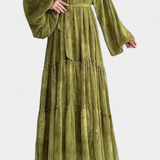 Robe Fleurie à Manches Longues Tavira avec Ceinture