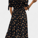 Robe Midi à Pois Lizzie avec Décolleté en V Profond