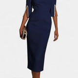 Robe Midi Reece avec Perles et Col Rond