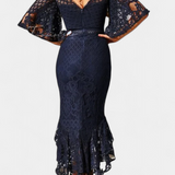 Robe Midi en Dentelle Veronika avec Décolleté en Forme de Cœur