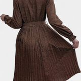 Robe Midi Plissée avec Imprimé Léopard Evabeth