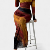 Robe Midi Ajustée Galene avec Cape