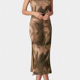 Robe Longue Helaia avec Fente et Imprimé Numérique