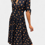 Robe Midi à Pois Lizzie avec Décolleté en V Profond