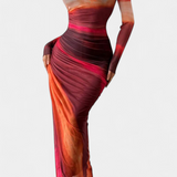 Robe Midi Ajustée Galene avec Cape