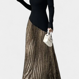 Robe Leya Élégante avec Blocs de Couleur et Manches Longues