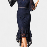 Robe Midi en Dentelle Veronika avec Décolleté en Forme de Cœur