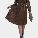 Robe Midi Plissée avec Imprimé Léopard Evabeth