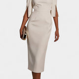 Robe Midi Reece avec Perles et Col Rond