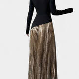 Robe Leya Élégante avec Blocs de Couleur et Manches Longues