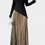 Robe Leya Élégante avec Blocs de Couleur et Manches Longues