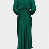 Robe Maxi Cecila avec Col Haut et Détail Floral