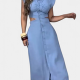 Robe Midi Griselda avec Boutons et Taille Ouverte