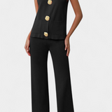 Ensemble Jacey en Tricot avec Gilet et Pantalons à Jambes Larges