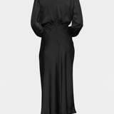 Robe Maxi Cecila avec Col Haut et Détail Floral