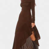 Robe Longue Asymétrique Recife à Une Épaule et Manches Longues