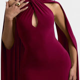 Robe Maxi Faffienia avec Col Halter et Découpe Oeil de Perdrix