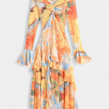 Robe Longue Asymétrique Agentha avec Imprimé Tie-Dye