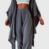 Ensemble Décontracté Deux Pièces Henley avec Cardigan