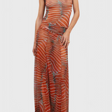 Ensemble Silvina Rétro en Maille avec Imprimé de Vagues et Coupe Fluide