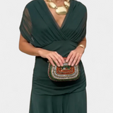 Robe Longue Alondra avec Imprimé Floral Fantaisie et Décolleté en V