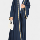 Abaya fluide de Genève avec broderie dorée