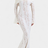 Robe Maxi en Dentelle Rosalie avec Épaules Dénudées