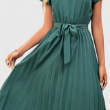 Robe Midi Élégante Luxie en Tissu Léger avec Coupe Fluide