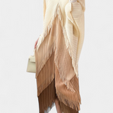 Robe d'Andalousie avec Franges et Blocs de Couleurs Contrastants