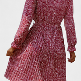 Robe Midi Plissée avec Imprimé Léopard Evabeth