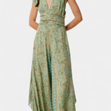 Mono Fluide Leandra Cruzado avec Imprimé Floral Vert