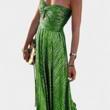 Robe Longue Sans Bretelles Onelia en Tissu Métallique