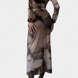 Robe Longue Ashlyn avec Imprimé Dégradé et Décolleté en V