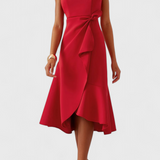 Robe Midi Asymétrique Claudia avec Élégant Drapé