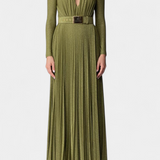 Robe Longue Plissée Raisa avec Décolleté en V Profond