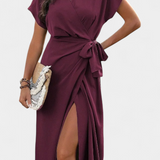 Robe Begoña Croisée avec Ceinture et Ouverture Subtile